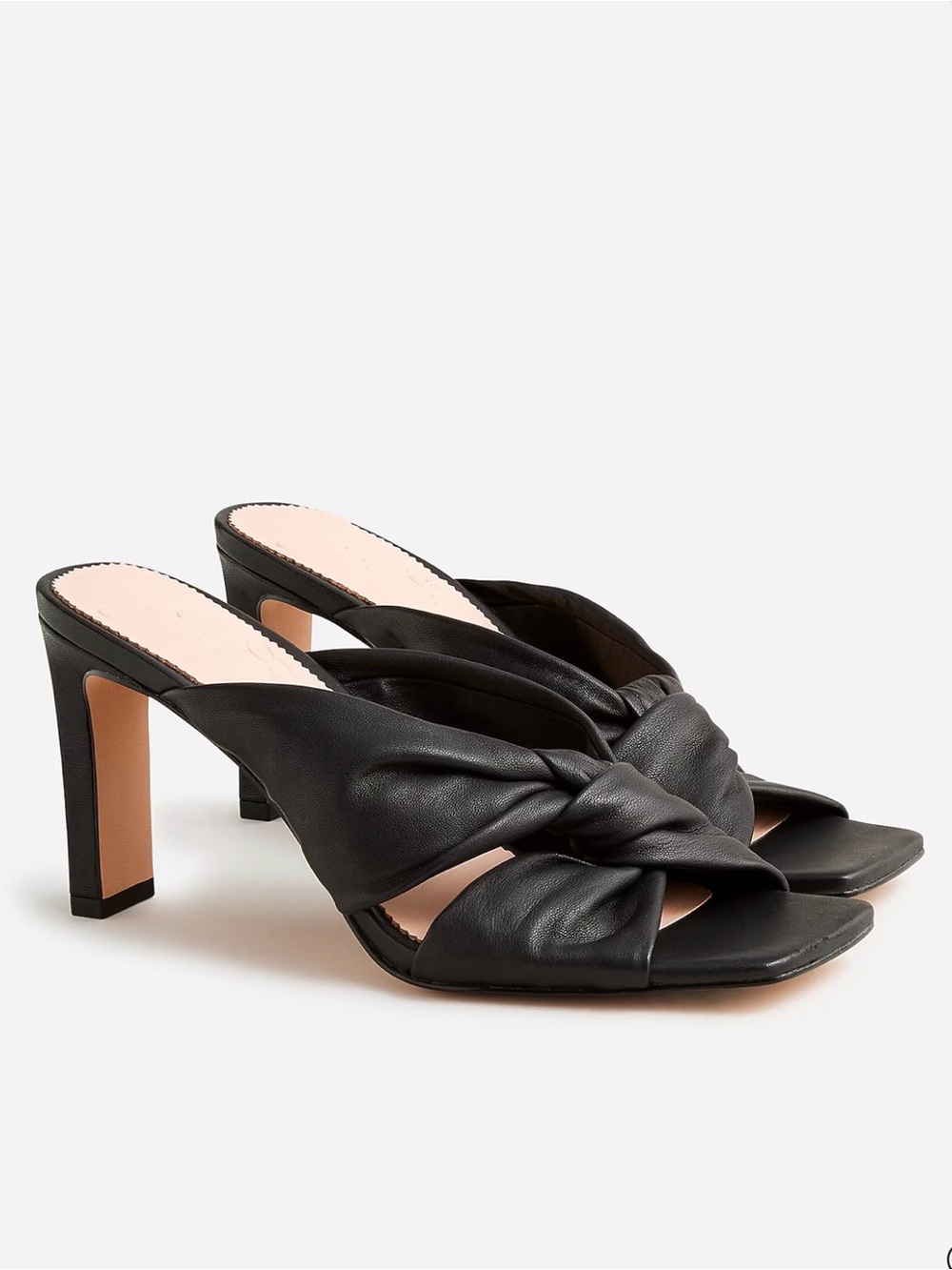 J. Crew Ava twist-knot heels in black‎ leather size 8.5